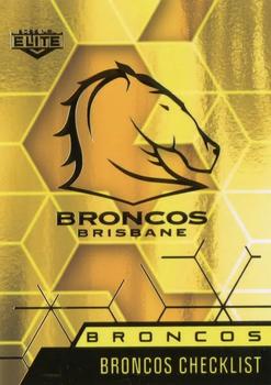 2022 NRL Elite - Yellow Diamond Mojo #MWY 01 Brisbane Broncos Checklist Front